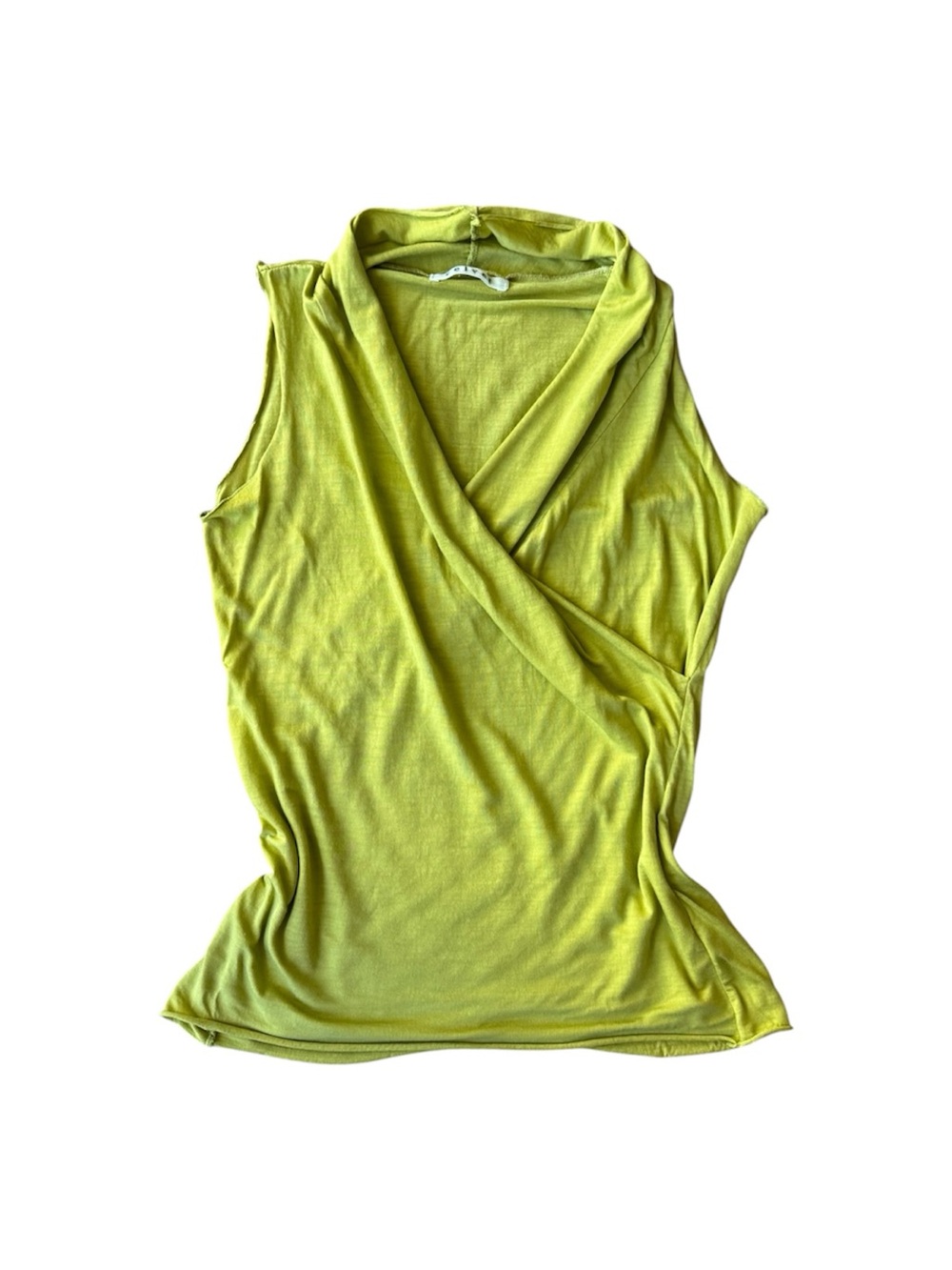 Velvet Chartreuse Y2K Surplice Sleeveless Stretch Knit Top M